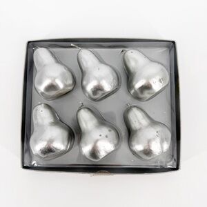 Retired NOB Restoration Hardware Mini Pear Candles 6 Silver